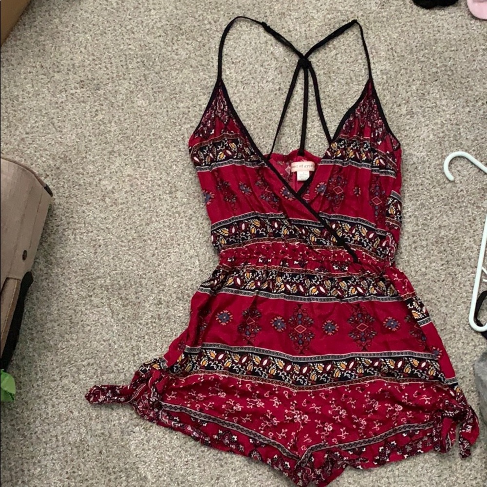 Band of gypsies summer floral printed pink romper